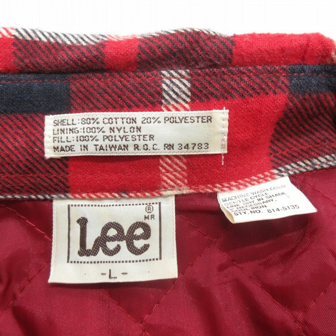 Lee(リー)のXL★古着 リー Lee 長袖 ヘビー フランネル シャツ メンズ 80年代 80s コットン 赤他 レッド チェック 内側キルティング 23nov02 中古 トップス メンズのトップス(シャツ)の商品写真