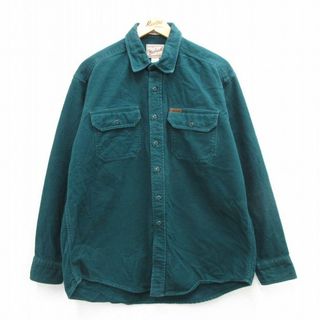 ウールリッチ(WOOLRICH)のXL★古着 ウールリッチ WOOLRICH 長袖 ヘビー フランネル シャツ メンズ 00年代 00s コットン 濃緑 グリーン 23nov03 中古 トップス(シャツ)