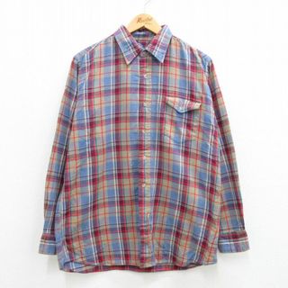 ウールリッチ(WOOLRICH)のXL★古着 ウールリッチ WOOLRICH 長袖 フランネル シャツ メンズ 90年代 90s コットン 薄紺他 ネイビー チェック 23nov03 中古 トップス(シャツ)