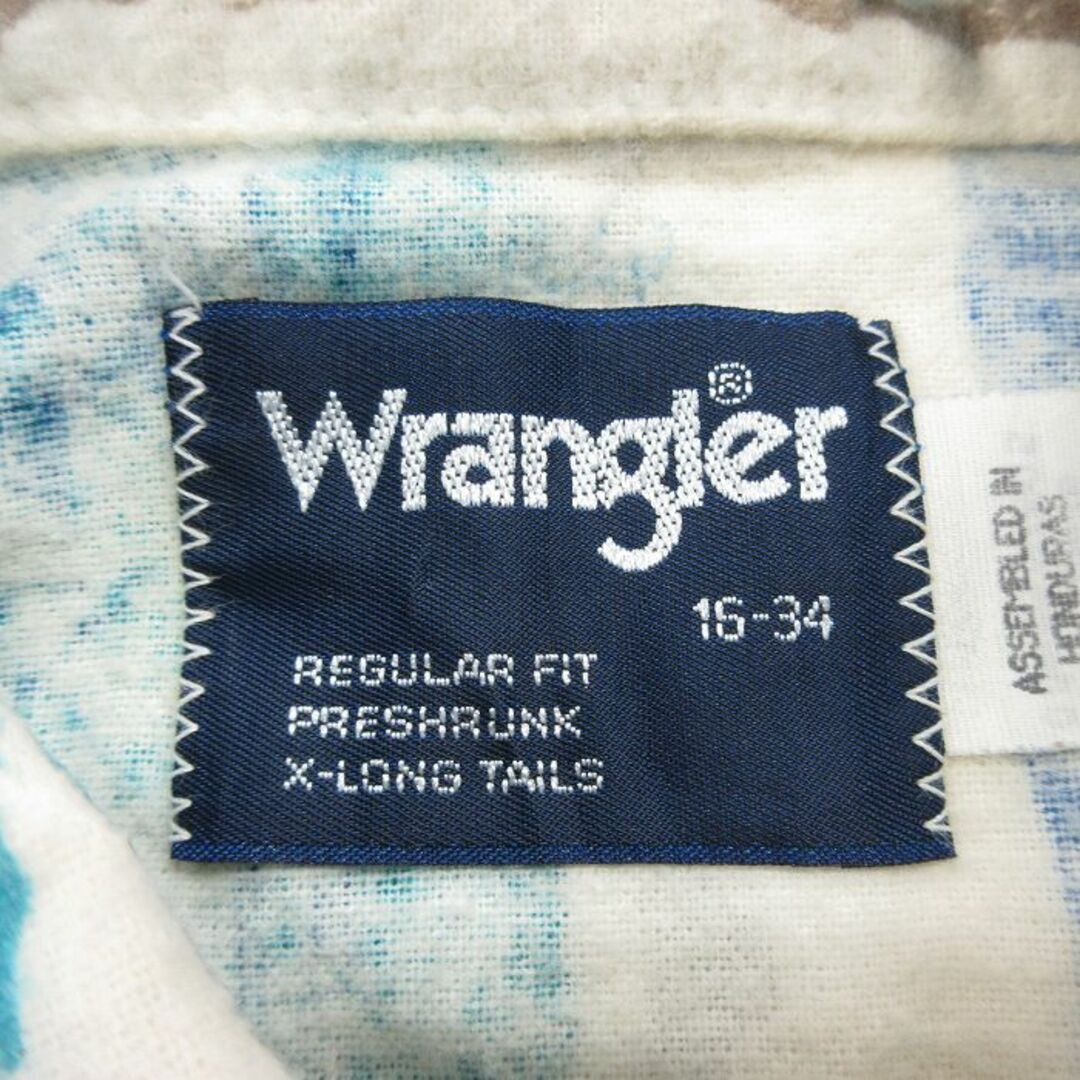 Wrangler(ラングラー)のL★古着 ラングラー Wrangler 長袖 ウエスタン フランネル シャツ メンズ 90年代 90s ネイティブ柄 ラグ柄 コットン 紺他 ネイビー 23nov04 中古 トップス メンズのトップス(シャツ)の商品写真