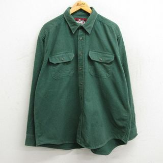 ウールリッチ(WOOLRICH)のXL★古着 ウールリッチ WOOLRICH 長袖 ヘビー フランネル シャツ メンズ 00年代 00s 大きいサイズ コットン 緑 グリーン 23nov04 中古 トップス(シャツ)