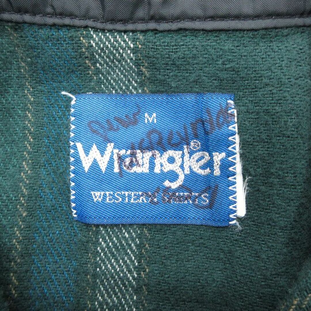 Wrangler(ラングラー)のL★古着 ラングラー Wrangler 長袖 ウエスタン ヘビー フランネル シャツ メンズ 90年代 90s 緑他 グリーン ストライプ 23nov04 中古 トップス メンズのトップス(シャツ)の商品写真