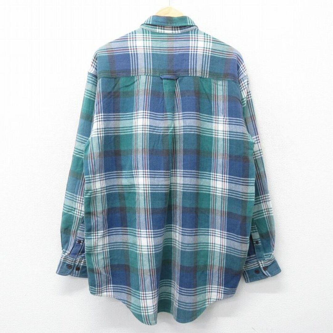 WOOLRICH(ウールリッチ)のXL★古着 ウールリッチ WOOLRICH 長袖 フランネル シャツ メンズ 00年代 00s 大きいサイズ コットン ボタンダウン 紺他 ネイビー チェック 23nov04 中古 トップス メンズのトップス(シャツ)の商品写真