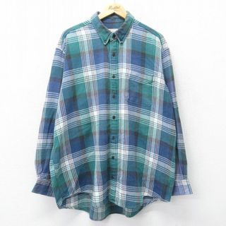 ウールリッチ(WOOLRICH)のXL★古着 ウールリッチ WOOLRICH 長袖 フランネル シャツ メンズ 00年代 00s 大きいサイズ コットン ボタンダウン 紺他 ネイビー チェック 23nov04 中古 トップス(シャツ)