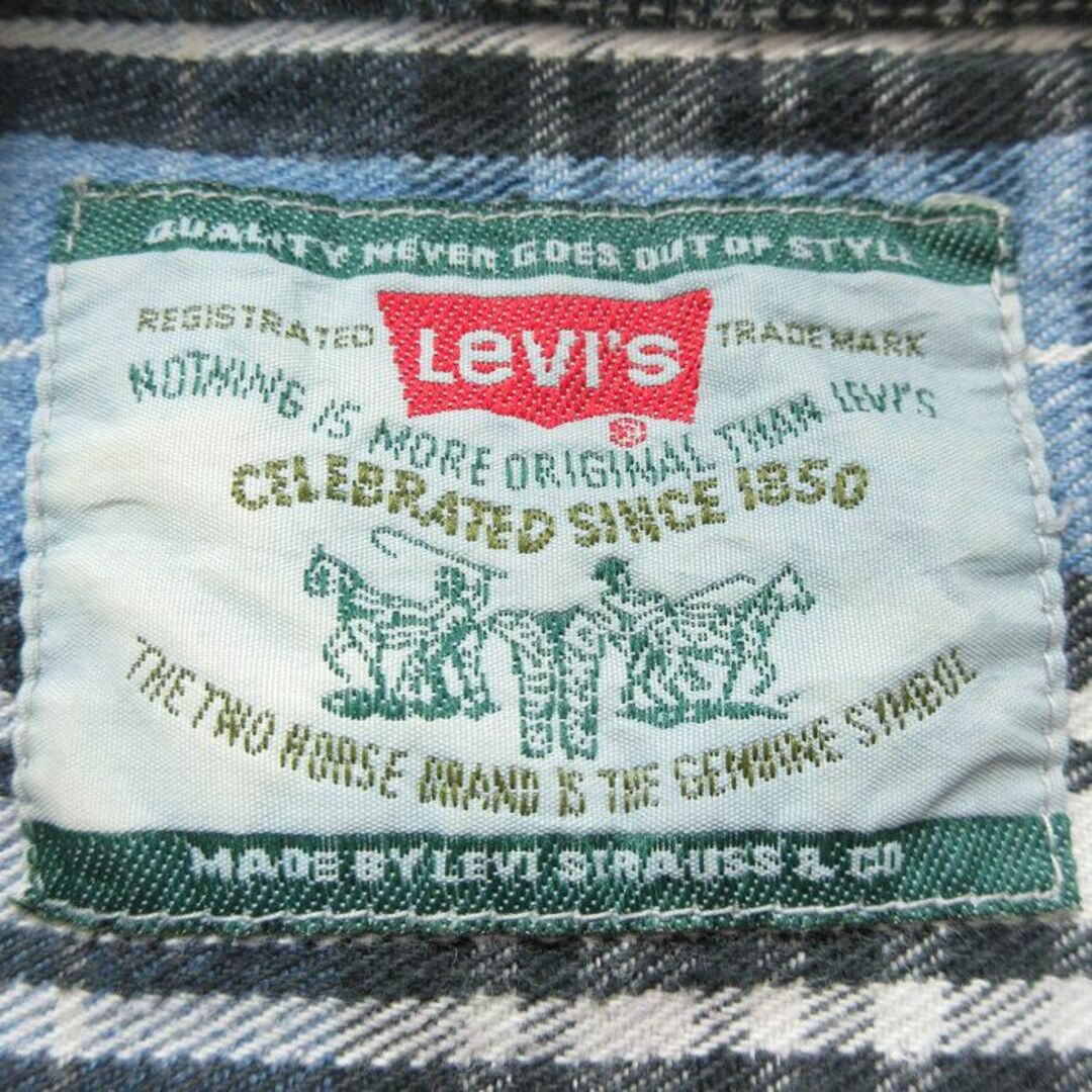 Levi's(リーバイス)のXL★古着 リーバイス Levis 長袖 フランネル シャツ メンズ 00年代 00s コットン ボタンダウン 紺他 ネイビー チェック 23nov06 中古 トップス メンズのトップス(シャツ)の商品写真