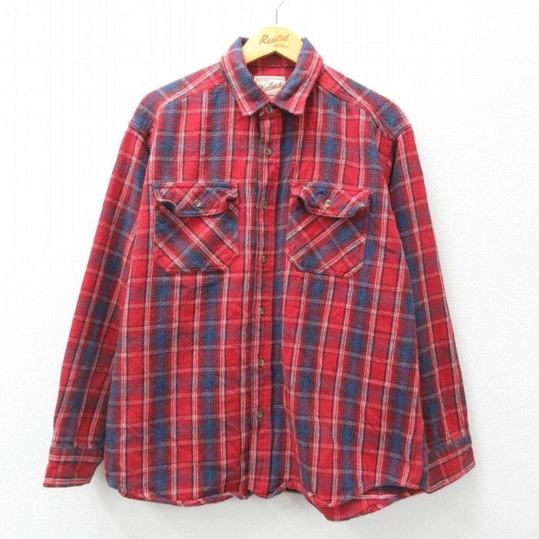 WOOLRICH(ウールリッチ)のXL★古着 ウールリッチ WOOLRICH 長袖 ヘビー フランネル シャツ メンズ 00年代 00s 大きいサイズ コットン 赤他 レッド チェック 23nov10 中古 トップス メンズのトップス(シャツ)の商品写真