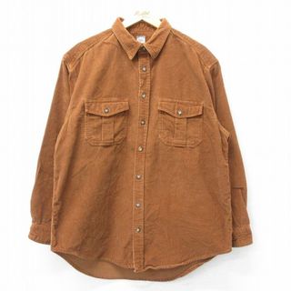 オールドネイビー(Old Navy)のXL★古着 オールドネイビー OLD NAVY 長袖 シャツ メンズ コーデュロイ 太畝 コットン 茶 ブラウン 23nov10 中古 トップス(シャツ)