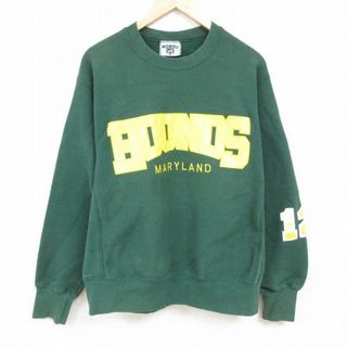 リー(Lee)のXL★古着 リー Lee 長袖 スウェット メンズ 90年代 90s HOUNDS メリーランド 刺繍 クルーネック USA製 緑 グリーン 【spe】 23nov02 中古 スエット トレーナー トップス(パーカー)