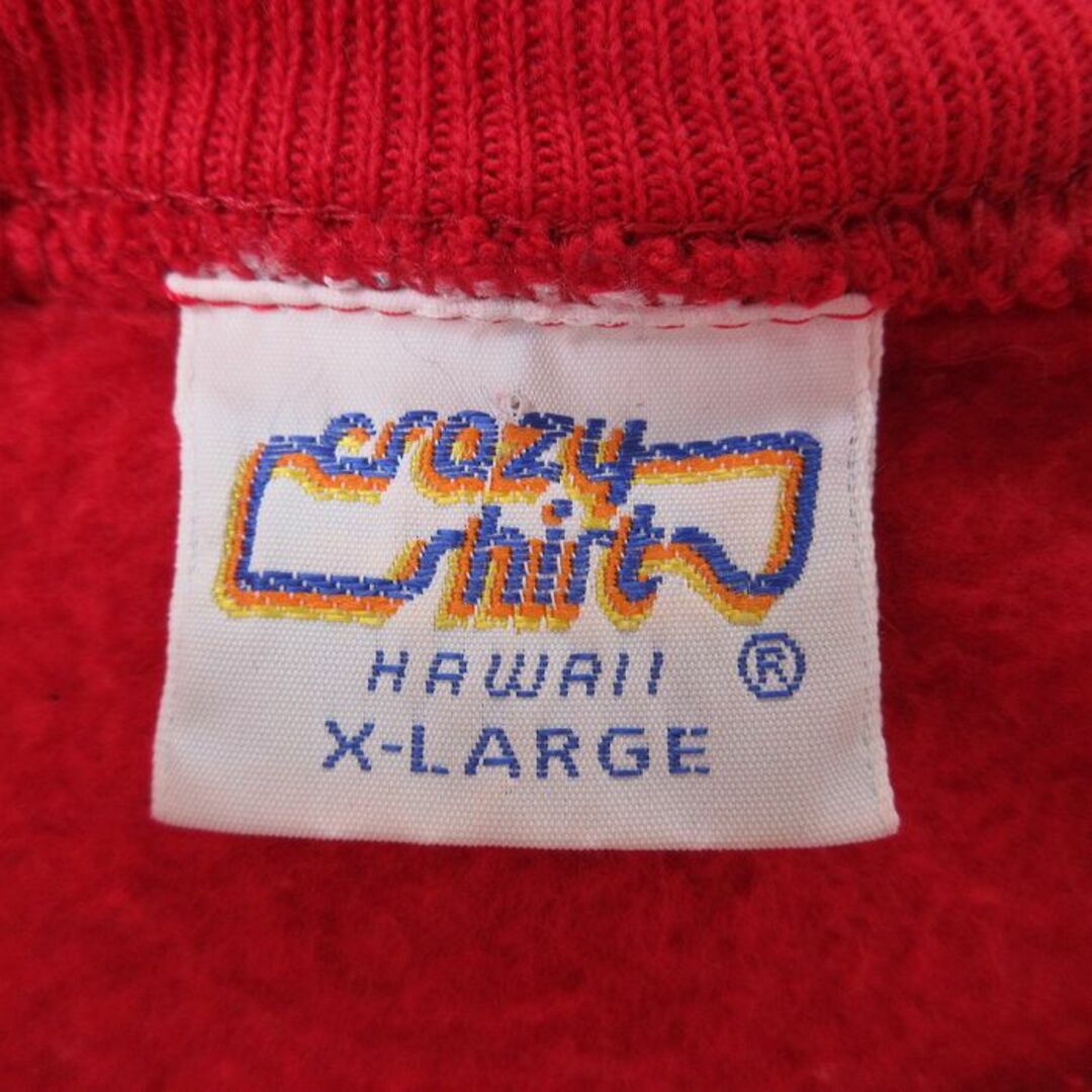 Crazy(クレイジー)のXL★古着 Crazy Shirts 長袖 スウェット メンズ 90年代 90s アルカトラズ トライアスロン 大きいサイズ クルーネック USA製 赤 レッド 23nov03 中古 スエット トレーナー トップス メンズのトップス(パーカー)の商品写真