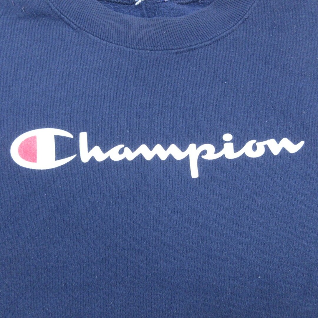 Champion(チャンピオン)のL★古着 チャンピオン Champion 長袖 スウェット メンズ 90年代 90s ビッグロゴ クルーネック 濃紺 ネイビー 23nov04 中古 スエット トレーナー トップス メンズのトップス(パーカー)の商品写真