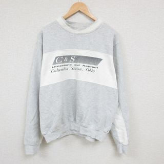 コロンビア(Columbia)のXL★古着 長袖 スウェット メンズ 90年代 90s コロンビア駅 オハイオ 大きいサイズ クルーネック USA製 白他 ホワイト ボーダー 23nov09 中古 スエット トレーナー トップス(パーカー)