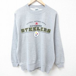 リー(Lee)のL★古着 リー Lee 長袖 スウェット メンズ 00年代 00s NFL ピッツバーグスティーラーズ クルーネック グレー 霜降り アメフト スーパーボウル 23nov08 中古 スエット トレーナー トップス(パーカー)