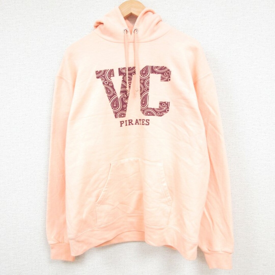 Champion(チャンピオン)のL★古着 チャンピオン Champion 長袖 スウェット パーカー メンズ VC PIRATES 薄オレンジ 23nov08 中古 スエット トレーナー トップス メンズのトップス(パーカー)の商品写真