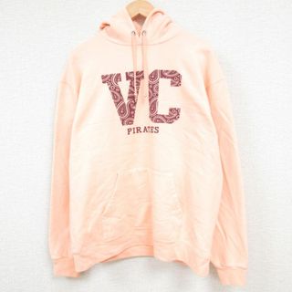 チャンピオン(Champion)のL★古着 チャンピオン Champion 長袖 スウェット パーカー メンズ VC PIRATES 薄オレンジ 23nov08 中古 スエット トレーナー トップス(パーカー)