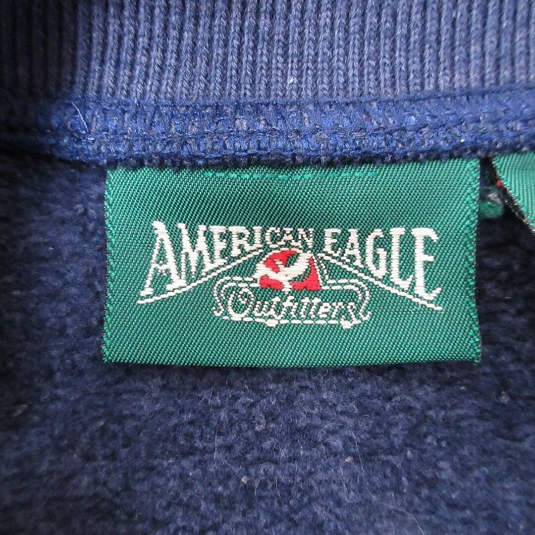 American Eagle(アメリカンイーグル)のXL★古着 アメリカンイーグル American Eagle 長袖 スウェット メンズ 90年代 90s スキー 刺繍 大きいサイズ クルーネック 紺 ネイビー 23nov08 中古 スエット トレーナー トップス メンズのトップス(パーカー)の商品写真