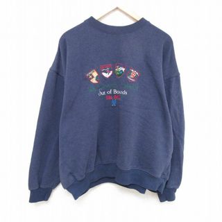 アメリカンイーグル(American Eagle)のXL★古着 アメリカンイーグル American Eagle 長袖 スウェット メンズ 90年代 90s スキー 刺繍 大きいサイズ クルーネック 紺 ネイビー 23nov08 中古 スエット トレーナー トップス(パーカー)