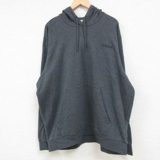 アディダス(adidas)のXL★古着 アディダス adidas 長袖 スウェット パーカー メンズ ワンポイントロゴ 大きいサイズ 濃グレー 霜降り 23nov09 中古 スエット トレーナー トップス(パーカー)