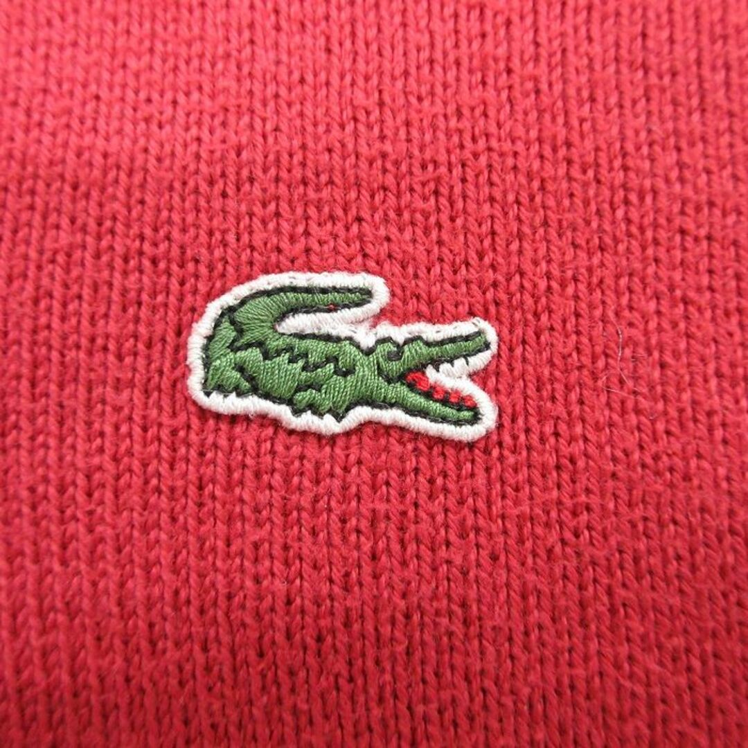 LACOSTE(ラコステ)のXL★古着 ラコステ LACOSTE 長袖 ブランド セーター メンズ ワンポイントロゴ 大きいサイズ コットン Vネック 赤 レッド 23nov01 中古 ニット トップス メンズのトップス(ニット/セーター)の商品写真