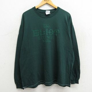 ヘインズ(Hanes)のXL★古着 ヘインズ Hanes 長袖 ビンテージ Tシャツ メンズ 00年代 00s エリオット ボストン 大きいサイズ クルーネック 緑 グリーン 23nov04 中古(Tシャツ/カットソー(半袖/袖なし))