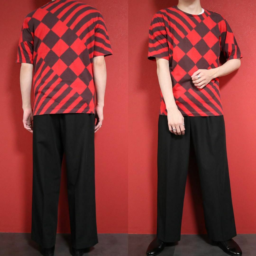 ISSEY MIYAKE(イッセイミヤケ)の【極希少】ISSEY MIYAKE MEN ストライプ＆チェック 総柄 Tシャツ メンズのトップス(Tシャツ/カットソー(半袖/袖なし))の商品写真