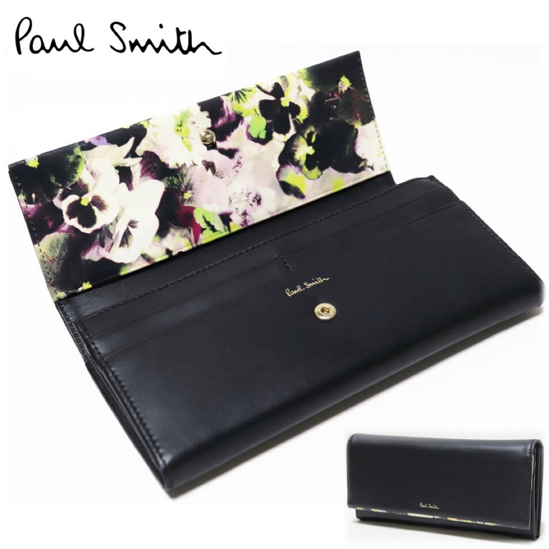 Paul Smith(ポールスミス)の《ポールスミス》箱付新品 ポケット多数 花柄 レザーかぶせ式長財布 ウォレット レディースのファッション小物(財布)の商品写真