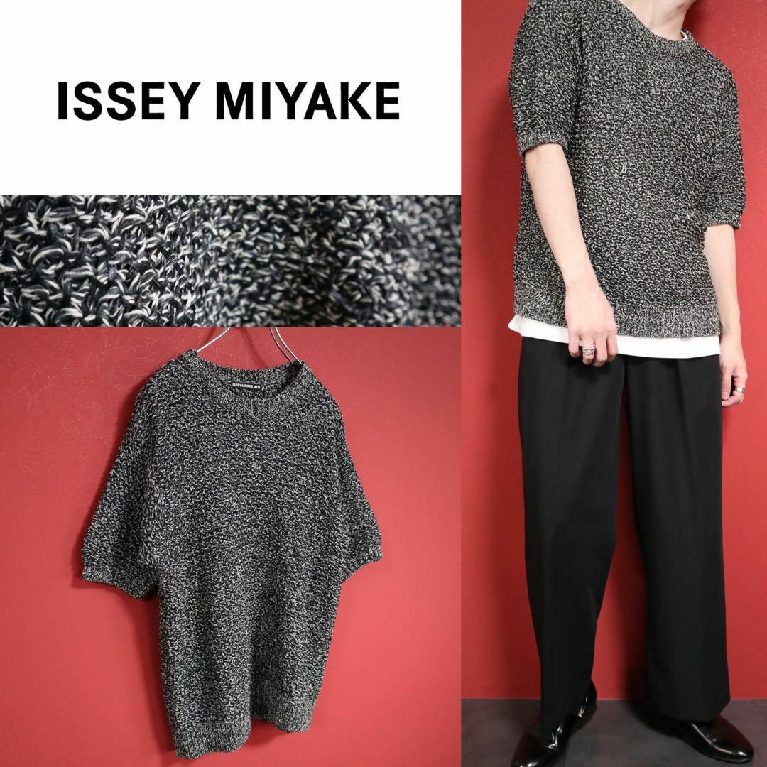 ISSEY MIYAKE(イッセイミヤケ)の【モード】ISSEY MIYAKE MEN 総柄デザイン 編み込み ニット 半袖 メンズのトップス(ニット/セーター)の商品写真