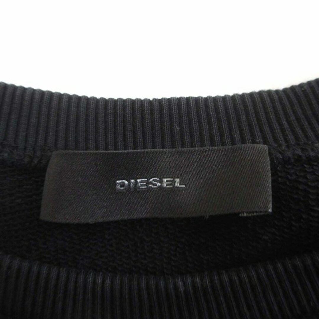 DIESEL(ディーゼル)のディーゼル スウェット トレーナー 切替 レザー 羊革 ロゴプレート 黒 XS レディースのトップス(トレーナー/スウェット)の商品写真