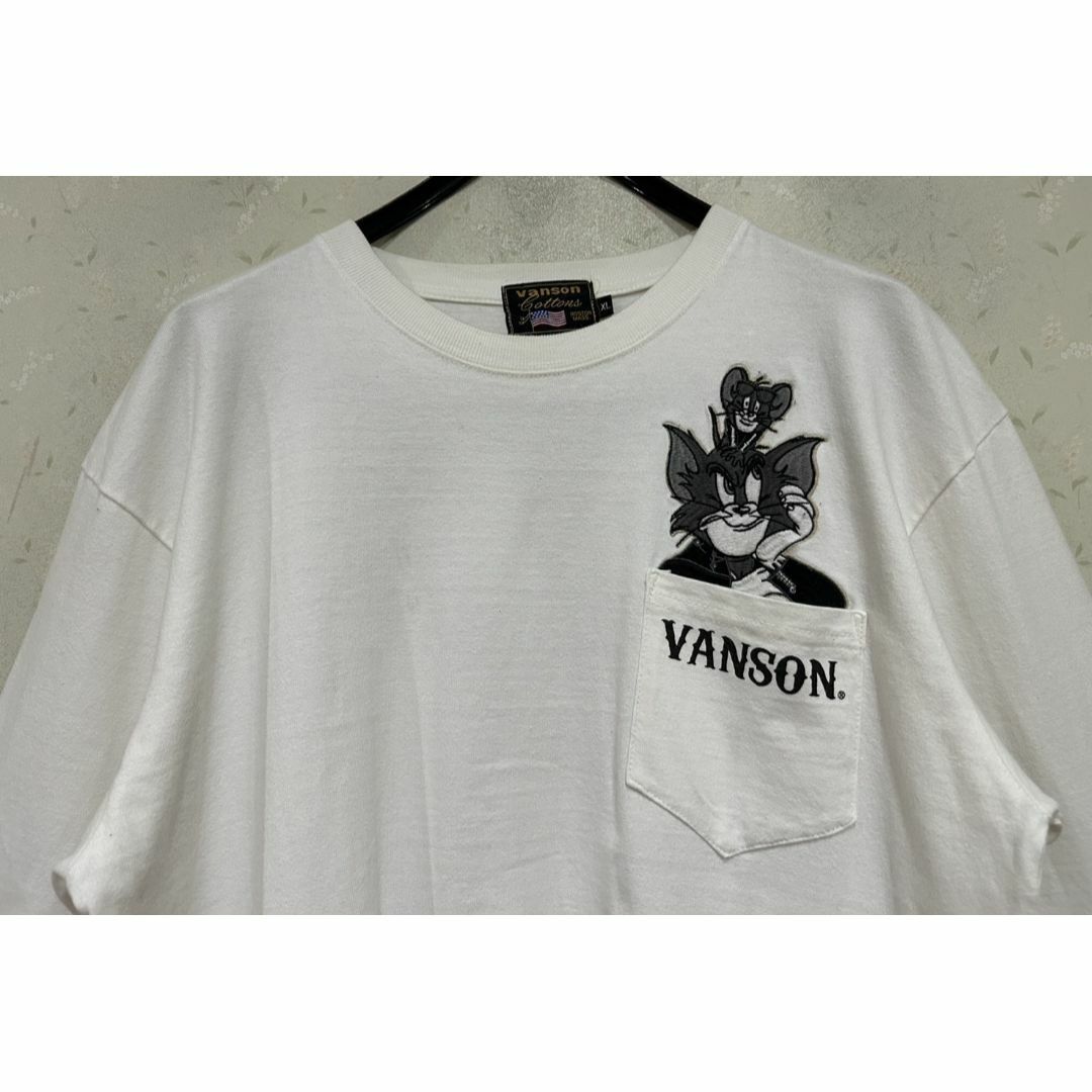 VANSON(バンソン)の＊VANSON×トムとジェリー スカル 刺繍 袖ロゴ 長袖 Tシャツ XL メンズのトップス(Tシャツ/カットソー(七分/長袖))の商品写真