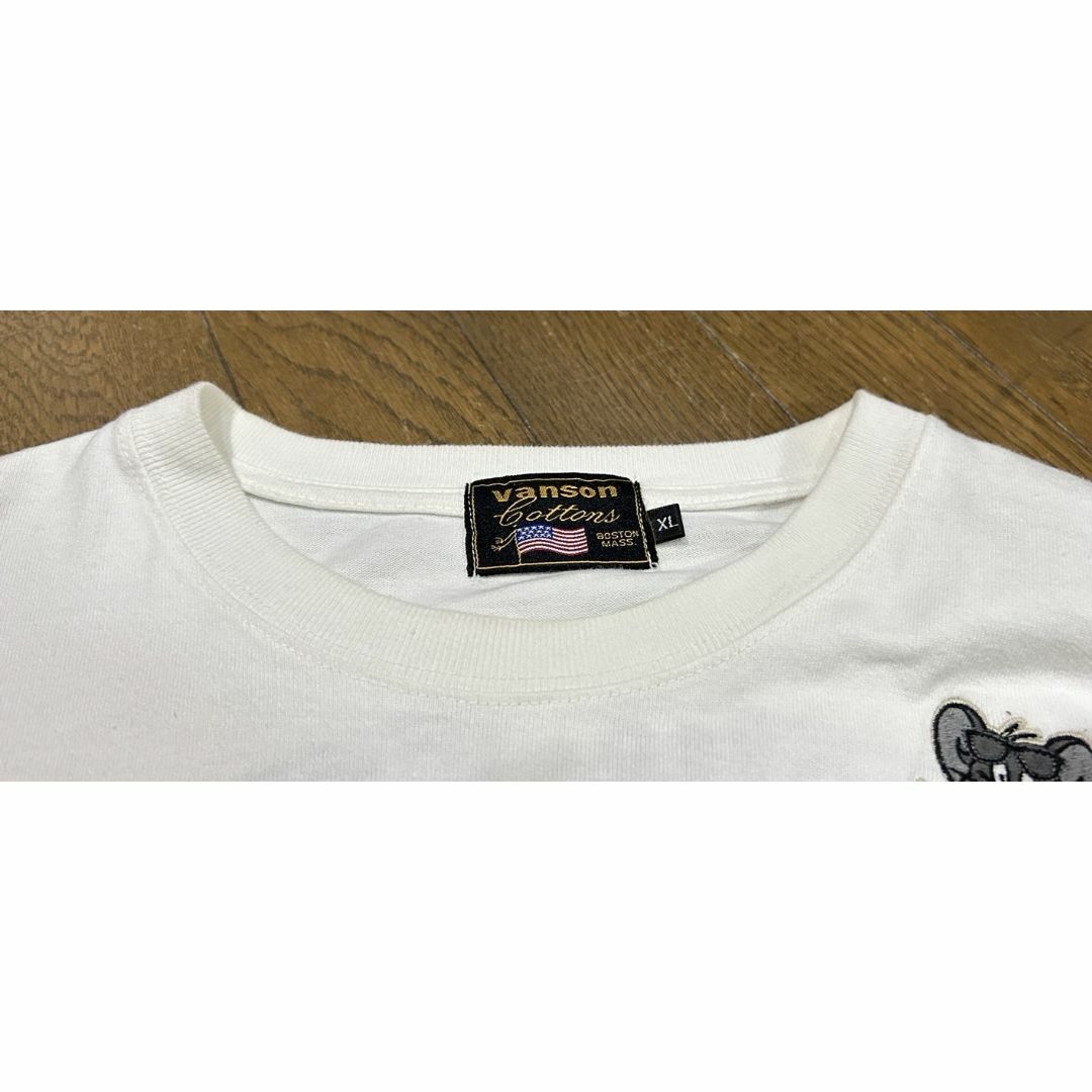 VANSON(バンソン)の＊VANSON×トムとジェリー スカル 刺繍 袖ロゴ 長袖 Tシャツ XL メンズのトップス(Tシャツ/カットソー(七分/長袖))の商品写真