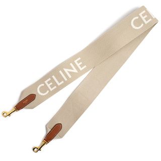 celine - セリーヌ ジャカード ロング ショルダーストラップ ウール カーフスキン レザー ベージュ ホワイト ブラウン 茶 ゴールド金具 49S012AEP CELINE（新品・未使用品）