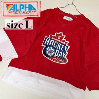 alpha - ALPHA アイスホッケーシャツ ユニフォーム 刺繍 大きいサイズ ゆるダボ