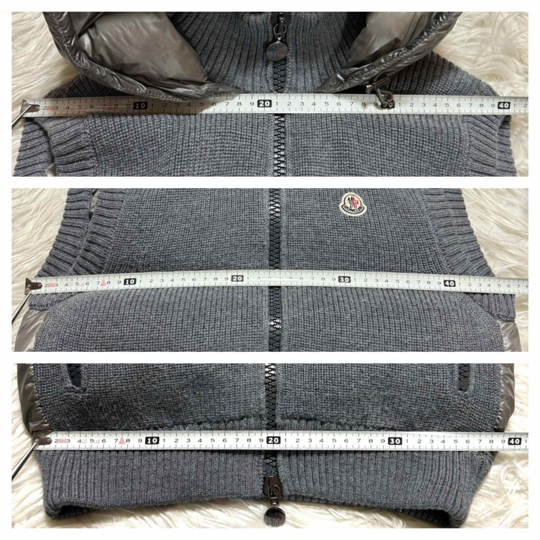 MONCLER(モンクレール)の本物 美品 モンクレール フード付 ニット切替 ダウンベスト S グレー メンズのジャケット/アウター(ダウンベスト)の商品写真