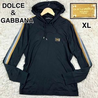 DOLCE&GABBANA - 美品✨ドルチェ＆ガッバーナ プルオーバー パーカー サイドライン ブラック XL