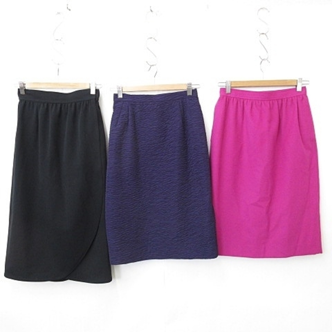 ウンガロ roger mahr スカート ひざ下丈 ピンク 黒 紫 9   レディースのスカート(ひざ丈スカート)の商品写真