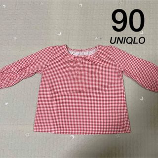 ユニクロ(UNIQLO)のUNIQLO トップス 7分袖 赤 チェック(Tシャツ/カットソー)