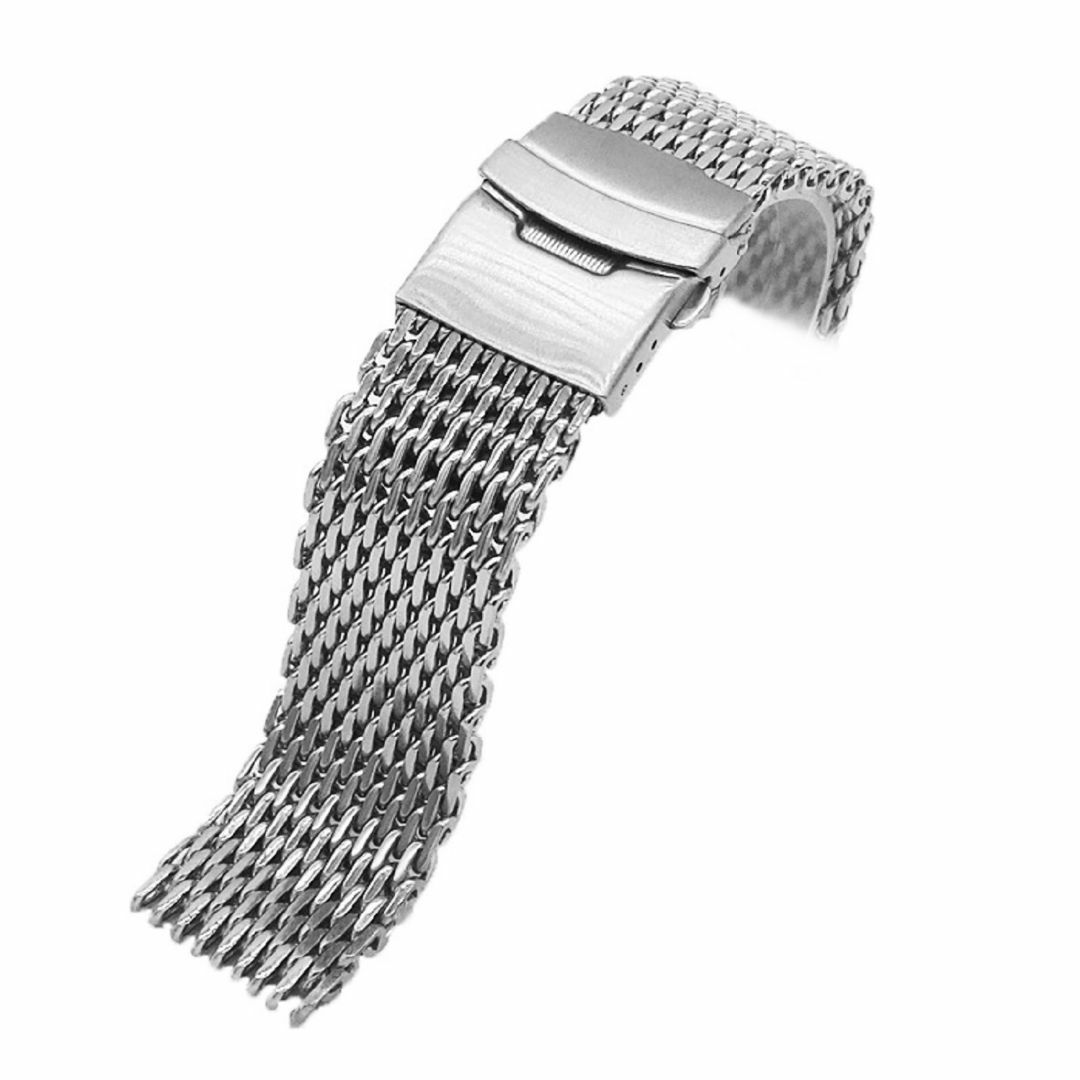 匿名配送 腕時計 交換用 ベルト 20mm メッシュ ダブルロック シルバー メンズの時計(金属ベルト)の商品写真