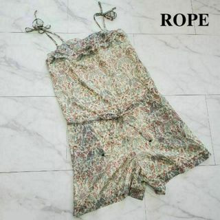 ロペ(ROPE’)のロペ　オールインワン　肩紐　花柄　ベージュ　レディース　服　古着(オールインワン)