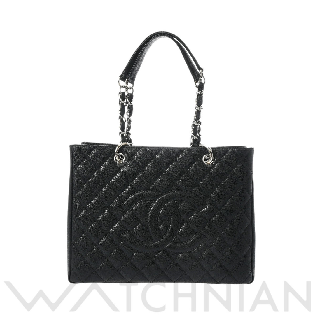 CHANEL(シャネル)の中古 シャネル CHANEL A50995 12番台 レディース トートバッグ マトラッセ ブラック /シルバー金具 キャビアスキン レディースのバッグ(トートバッグ)の商品写真