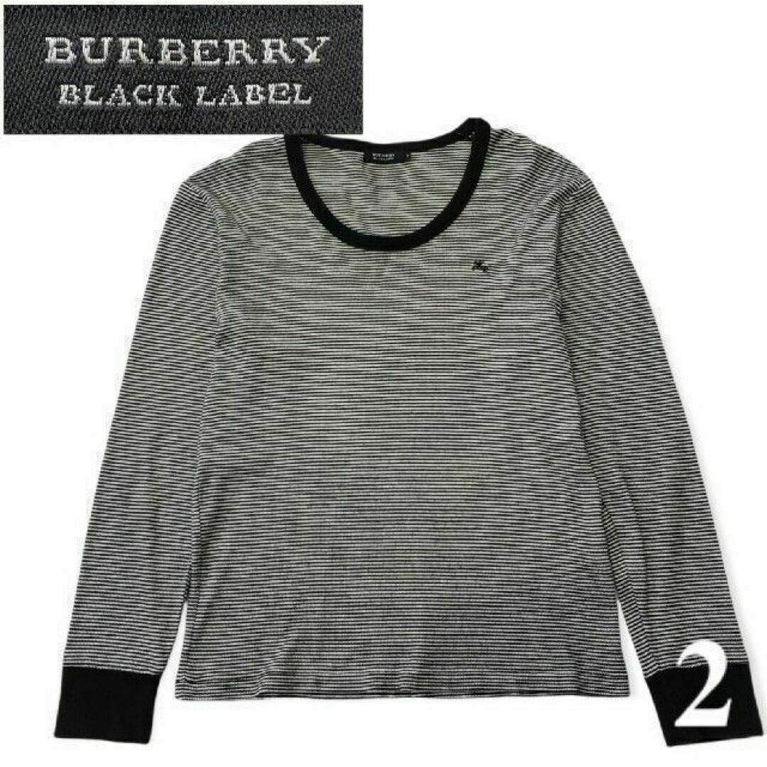 BURBERRY BLACK LABEL(バーバリーブラックレーベル)のBURBERRY BLACK LABEL　ニット　ボーダー　黒　メンズ　服 古着 メンズのトップス(ニット/セーター)の商品写真