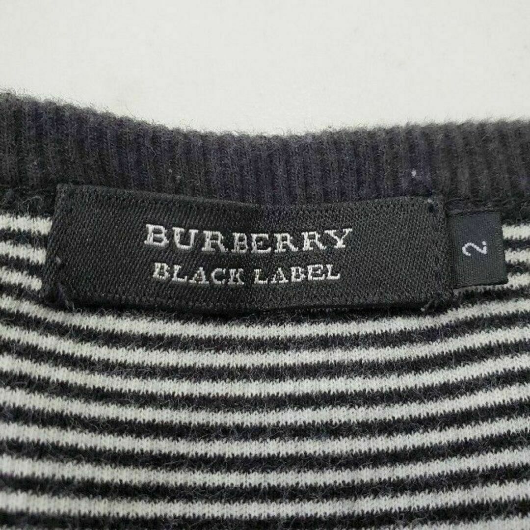 BURBERRY BLACK LABEL(バーバリーブラックレーベル)のBURBERRY BLACK LABEL　ニット　ボーダー　黒　メンズ　服 古着 メンズのトップス(ニット/セーター)の商品写真