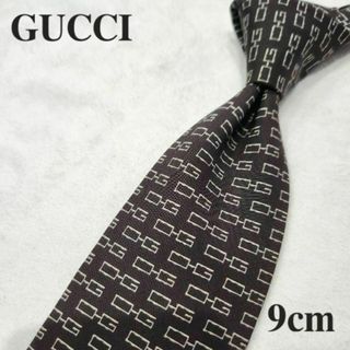 グッチ(Gucci)の【GUCCI】グッチ★ハイブランドネクタイ★こげ茶★GG柄★イタリア★シルク(ネクタイ)