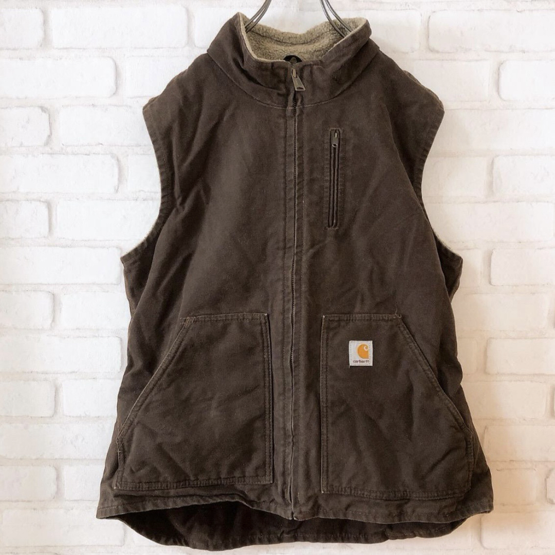 carhartt(カーハート)の古着　カーハート ダックベスト　裏ボア　フリース レディースのトップス(ベスト/ジレ)の商品写真