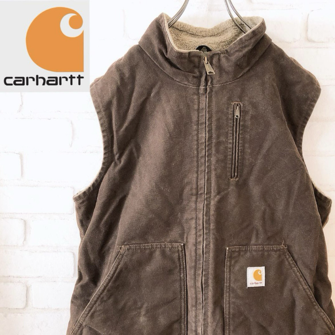 carhartt(カーハート)の古着　カーハート ダックベスト　裏ボア　フリース レディースのトップス(ベスト/ジレ)の商品写真