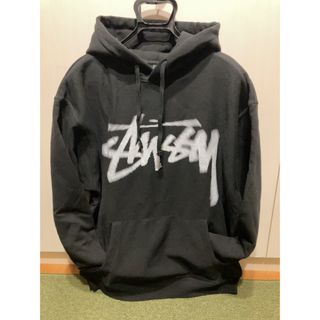 ステューシー　パーカー　stussy 黒　ビッグロゴ