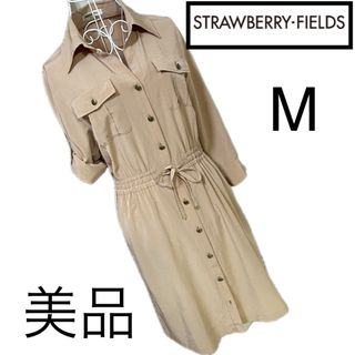 ストロベリーフィールズ(STRAWBERRY-FIELDS)の美品☆ストロベリーフィールズ☆美スタイル☆シャツワンピース☆M(ひざ丈ワンピース)