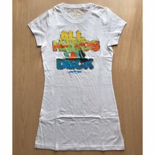 新品ヴィクトリアシークレット ロング丈 Tシャツ ロゴ ホワイト XS PINK(カットソー(半袖/袖なし))