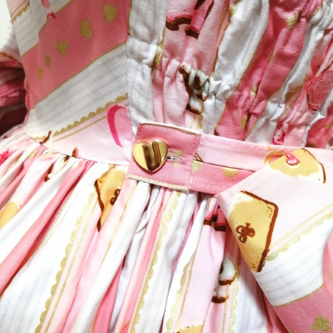 Angelic Pretty(アンジェリックプリティー)のアンジェリックプリティ　ティーパーティー柄　ワンピース　ピンク レディースのワンピース(ひざ丈ワンピース)の商品写真