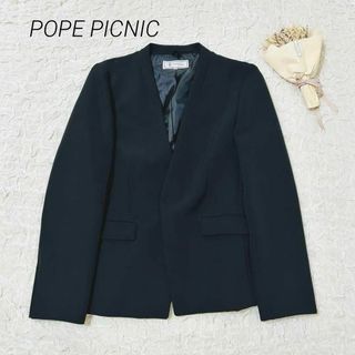 ロペピクニック(Rope' Picnic)のロペピクニック ノーカラージャケット ブラック 黒 サイズ L 40 オフィス(ノーカラージャケット)