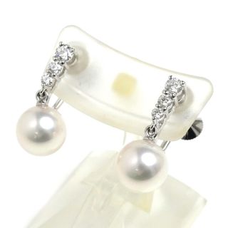 ミキモト(MIKIMOTO)のMIKIMOTO ミキモト K18WG ホワイトゴールド パール ダイヤ イヤリング PE-1681U アコヤパール約7.7mm ダイヤモンド 4.3g レディース【中古】【美品】(イヤリング)