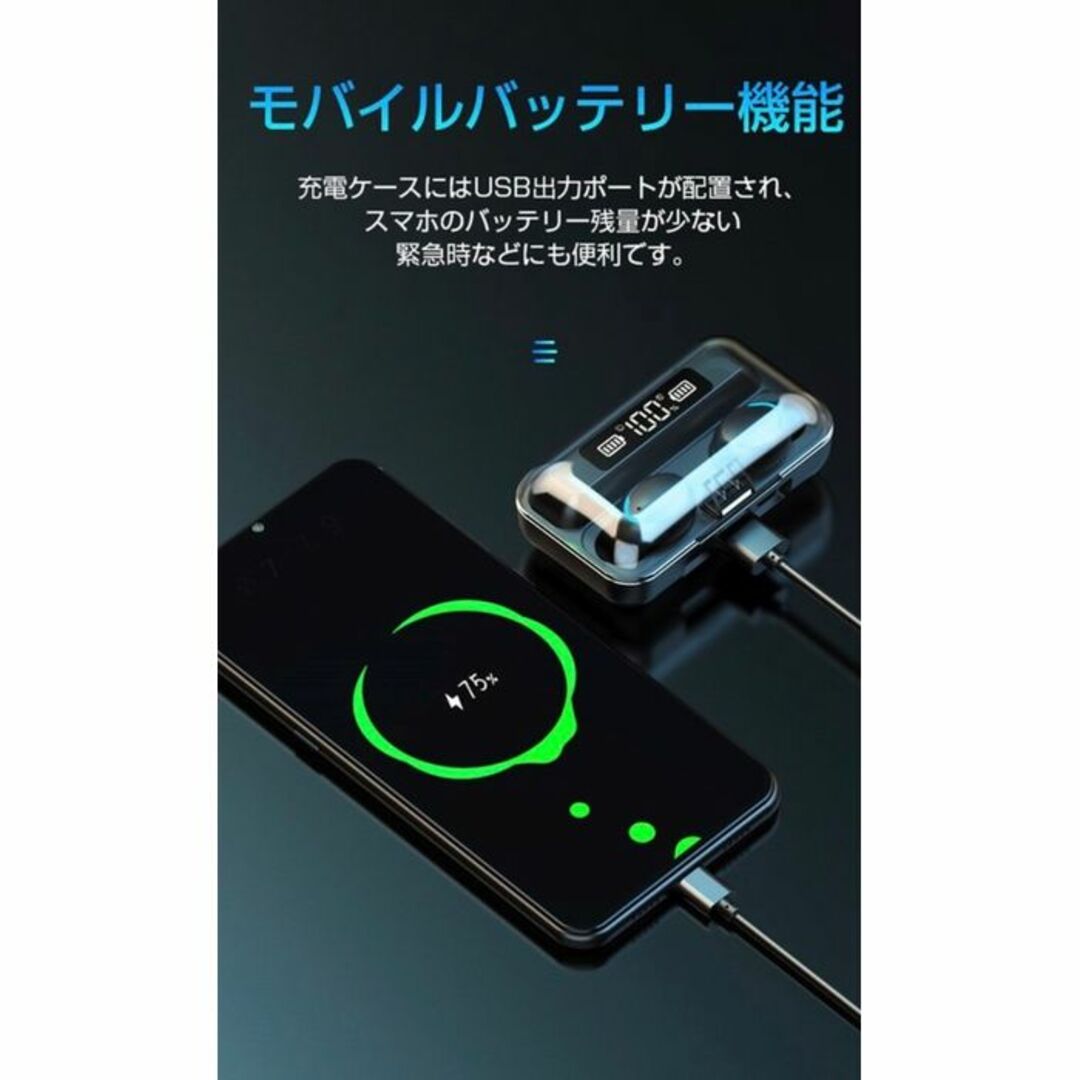 新品・最安値 タッチ操作 ワイヤレスイヤホン bluetooth5.0 スマホ/家電/カメラのオーディオ機器(ヘッドフォン/イヤフォン)の商品写真